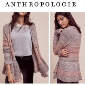Anthro Knitted & Knotted Cody Peplum Open Front Cardigan Sweater - size Small